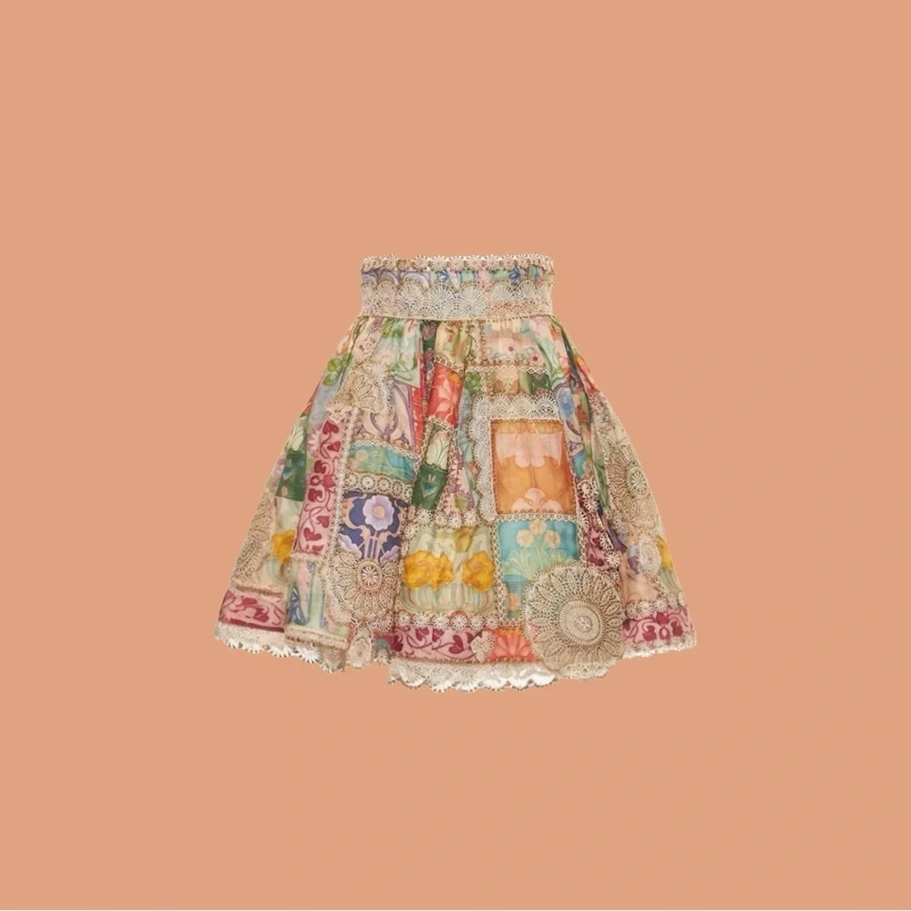 NWT Zimmermann linen-blend Cosmic Zodiac Dooley skirt size 0 /RARE COLLECTIBLE - Picture 5 of 9
